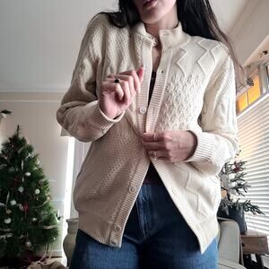 Vtg Cuzzens Cashmere Cardigan Cableknit Sz S Made in Italy